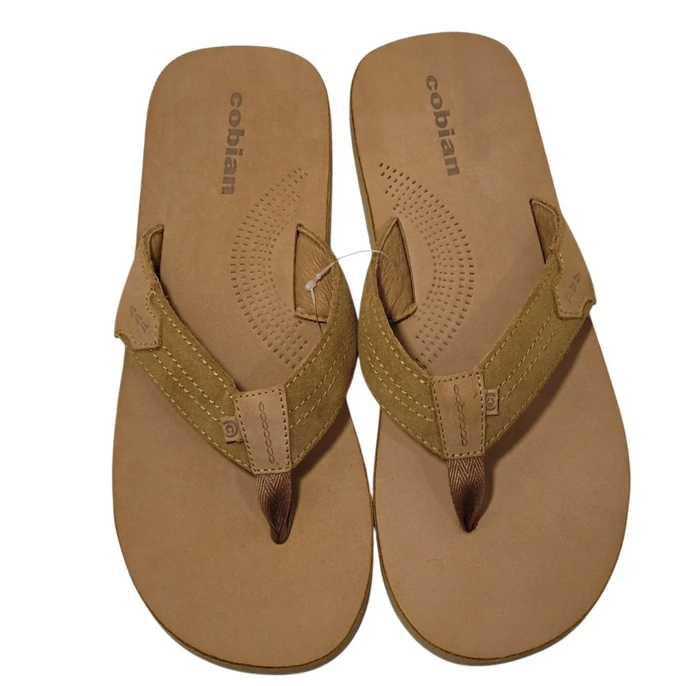 Cobian Lazo Flip Flop Sandals Men Size 11 CAMPO DEL SOL Tan Leather Arch Support